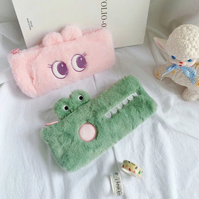 Desktop Pencil Storage Bag Kawaii Pencil Pouch Plush Large Capacity Stationery C