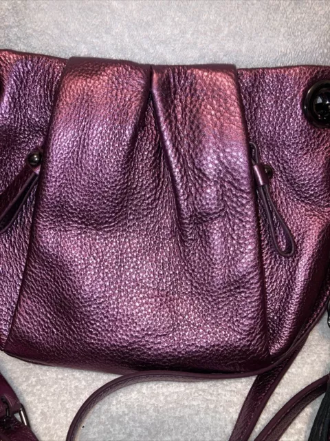 Vince Camuto Cris Metallic Purple Leather Crossbody Handbag Purse Tassle NWOT 3