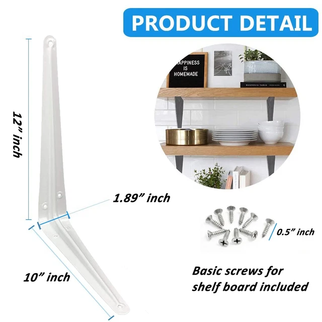 Steel Metal Wall Shelf Brackets White Gray for Book Contertop Support