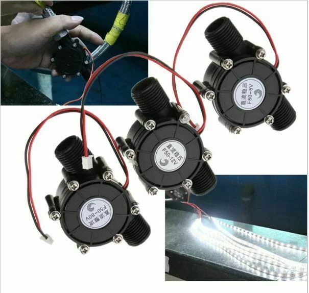 10W Generador de turbina de agua Micro Hidroeléctrica DIY LED Power DC 5V 12V