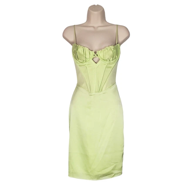 pistachio satin corset midi dress Faye Pistachio Satin Corset Midi Dress