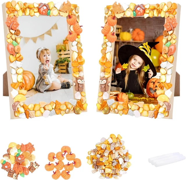 Produktbild von 6 Stück Bilderrahmen Zum Selbstgestalten,Kreativität Fotorahmen,Bilderrahmen Bastelset Mit Selbstklebende Glitzersteine Glitter Schaumstoff Sticker, Naturholz DIY Fotorahmen Für Kinder Geburtstags
