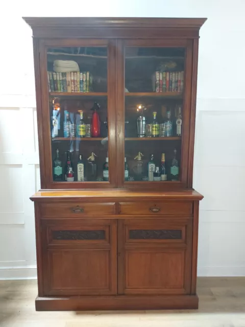 ANTIQUE VICTORIAN MAHOGANY ESTATE BOOKCASE c1870 HOME BAR COCKTAIL CABINET