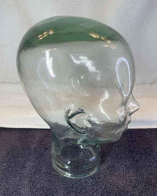 Clear Thick Glass Head 11 1/2” Wig Hat Stand