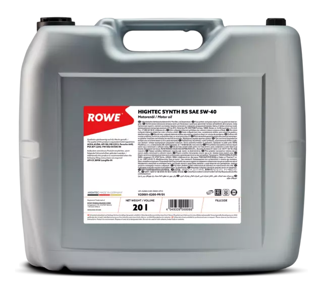 ROWE HIGHTEC SYNTH RS SAE 5W-40 (20001) Olio completamente sintetico 20 L (20001-0200-99)