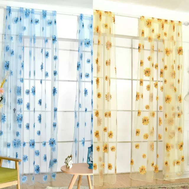 Window Curtains Sheer Voile Kitchen Drapes Living Room Tulle Panel Home Decor AU