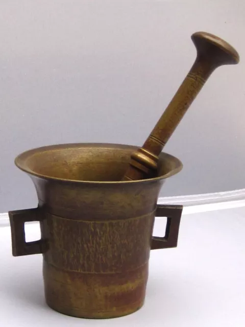Antique 19th c. Bronze/Brass Apothecary Mortar & Pestle No.4 - Height 4-1/8"