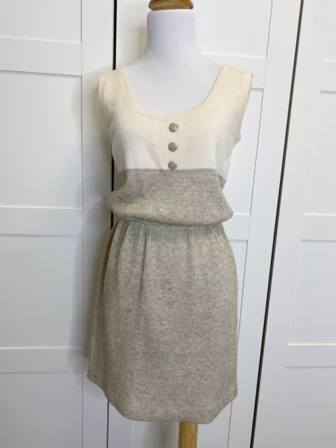 St John for Neiman Marcus Button Front Colorblock Knit Dress Neutral