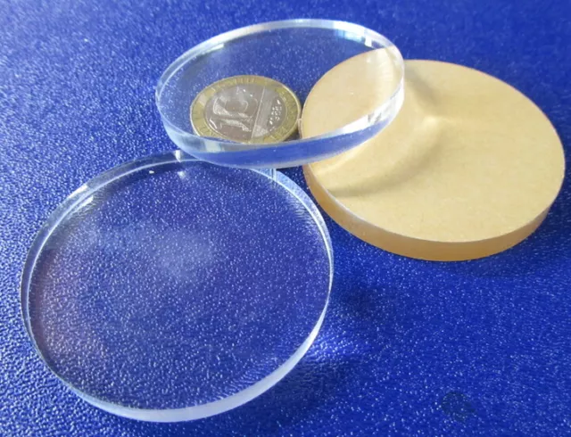 1/4" (.220") Thick x 2.00" Diameter Acrylic Circle Disc Clear 10 Pcs
