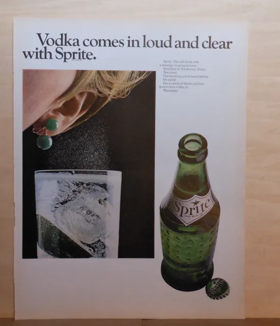1967 magazine ad for Sprite - Vodka comes in loud and clear with Sprite