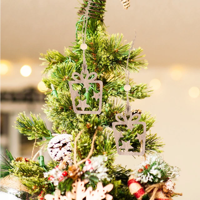 1 caja de recortes de madera de Navidad colgantes de madera de Navidad decoraciones de Navidad de Navidad