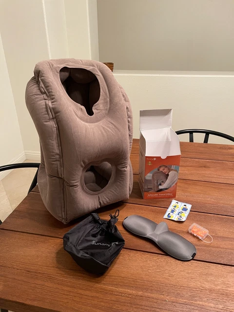 Sunany Inflatable Neck Pillow Used for Airplanes/Cars/Office Naps.. (Open Box)