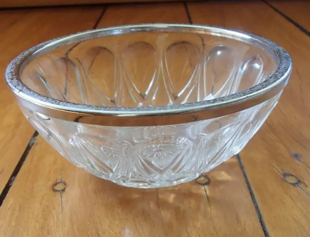Vintage Pressed Wexford Glass Sugar Bowl With Metal Ring