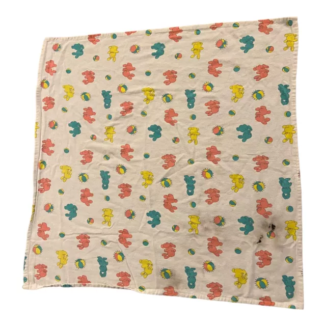 🥝 Vtg Hospital Property Recieving Baby Blanket Bunnies and Beach Balls USED