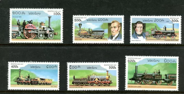 R0278   Laos   1997   trains  Steam Locomotives   6v.   MNH