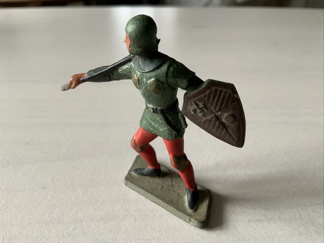 Figurine Starlux Moyen Âge 6001, Chevalier Combattant Avec Bouclier Rond, Boîte D'origine