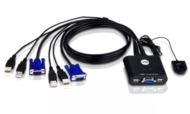 Petite 2-Port USB VGA KVM Switch with Remote Port Selector