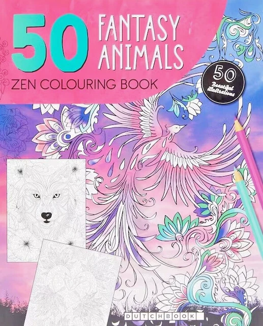 Malbuch für Erwachsene Fantasie Tiere 50 Motive Fantasy Animals Zen Ausmalbuch