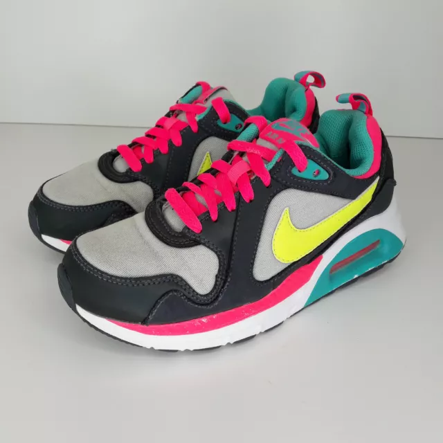 Scarpe da ginnastica Nike Air Max ragazze UK 3 EUR 35,5 bambini rosa giallo blu nero