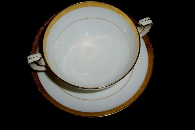 Mintons England Gold Encrusted Bouillon Cream Soup Cup & Saucer Set H1886 3