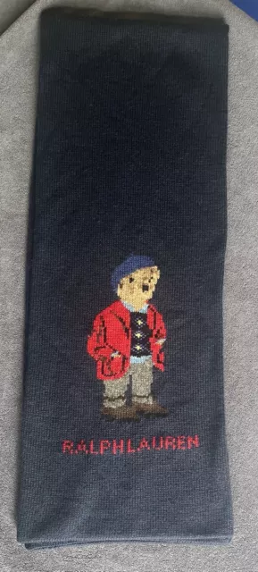 Polo Ralph Lauren Rare Vintage OG 1990s Intarsia Knit Wool Teddy Bear Scarf