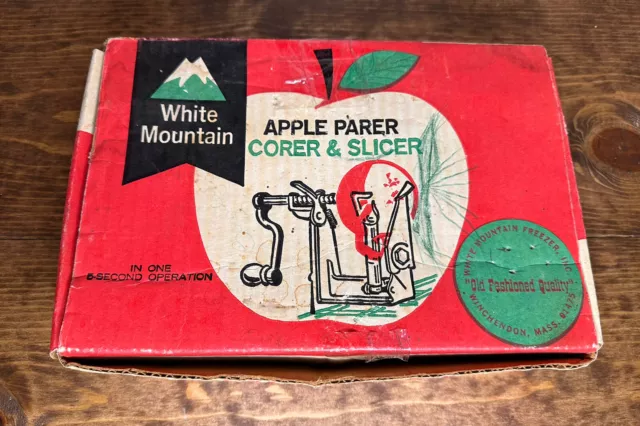 Vtg Cast Iron White Mountain Apple Parer Corer Slicer, Peeler Original Box