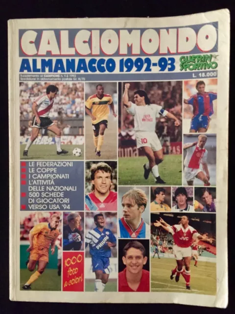 Revista Almanacco Guerin Sportivo Calcio Mondo Italia 1992-93 Futbol