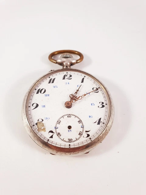 Montre à Gousset Ancienne En Argent - 15 Rubis, Ancre Fixe, Circa 1900, état D'occasion