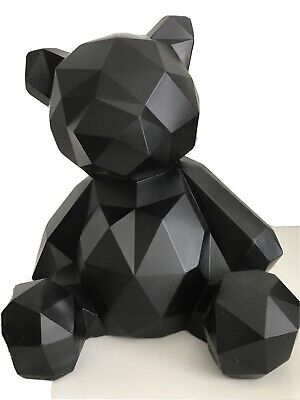 Nordic Geometric Teddy Bear Home Decor Ornament Figurine Sculpture 25cm Black