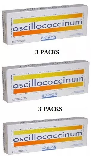 3 PACKS OSCILLOCOCCINUM BOIRON 3x6 Doses HOMEOPATHY