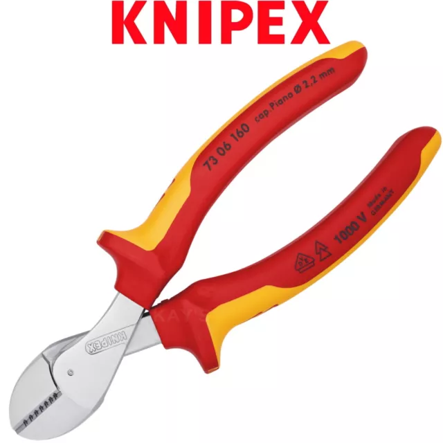 Knipex VDE Diagonal Side Cutter Pliers 160mm X-Cut Wire Cutting Chrome 73 06 160