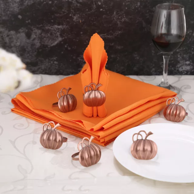 6x Napkins+Pumpkin Napkin Holders Rings Christmas Party Dinner Table Decoration 3