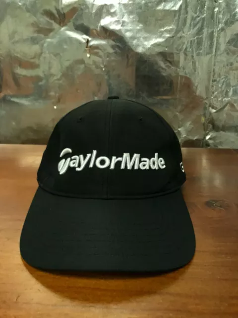 Taylor Made Black Golf Hat Cap Adjustable Strapback Polyester Adult