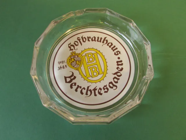 alter Aschenbecher Glas Glasascher Werbeascher Werbung Hofbrauhaus Berchtesgaden