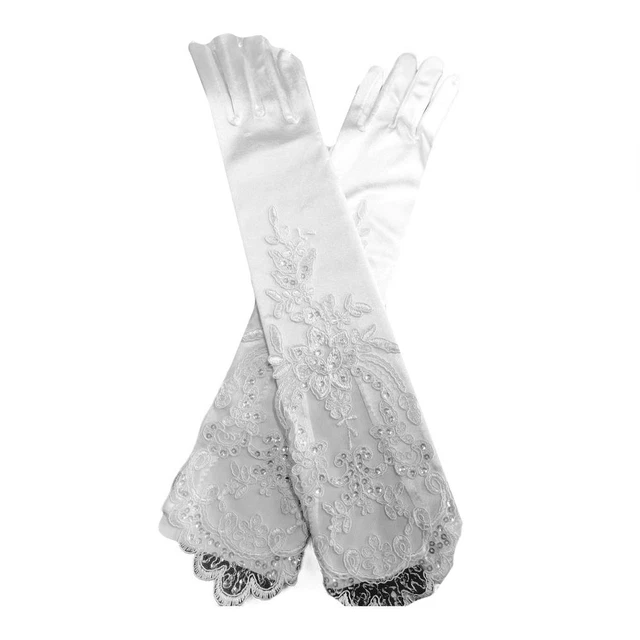 Gants Courts Satin Femme Burlesque/mariage - Taille Unique - Neuf Avec étiquettes