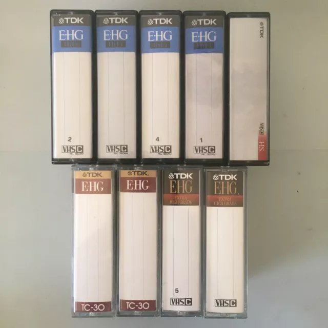 LOT 9x TDK EHG E-HG VHSC VHS-C Recordable Video Cassette Tapes High Grade - USED