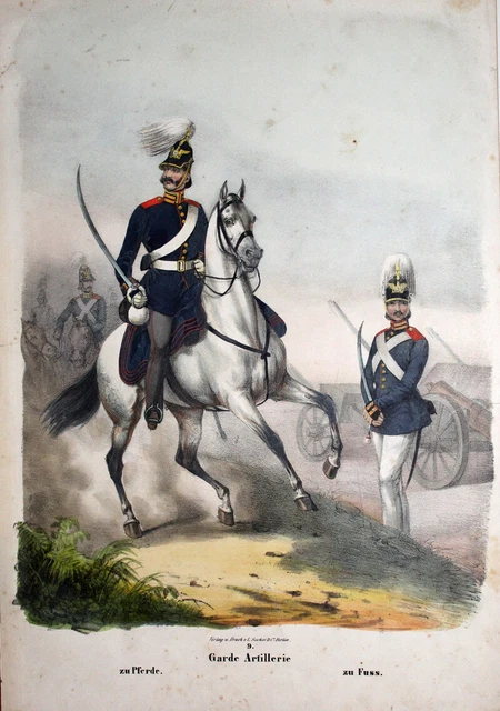 Louis Sachse Preußen Uniform Garde Artillerie Säbel Helmbusch Kanone Kanonier