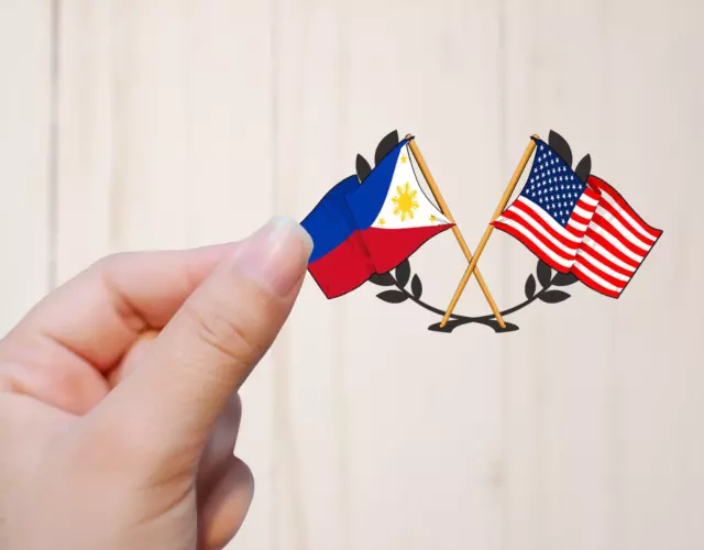 Filipino Flag Vinyl Sticker Philippine American Unity Flags Decal Bumper Sticker