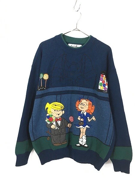 JC De Castelbajac Dennis the Menace Sweater 90s Vintage Embroidered Size 48 Rare JC De Castelbajac Dennis the Menace Sweater 90s Vintage Embroidered Size 48 Rare