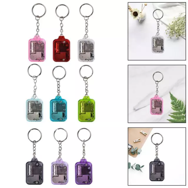 Mini Acrylic Clear Hand Crank Music Box Key Chain for