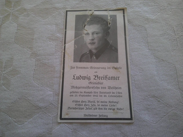 Sterbebild 2.WK, Grenadier, gef. 23.9.1942 im Osten