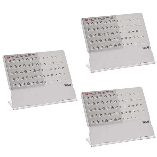 1pc Mini calendrier de bureau ultra-mince en métal calendrier perpétuel agenda