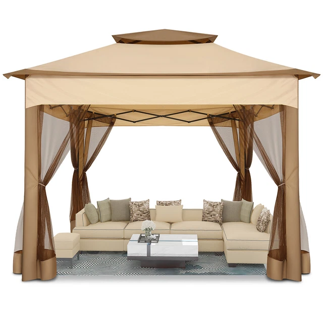 3,3x3,3 m Faltpavillon Pavillon Partyzelt Wasserdicht Gartenzelt mit Moskitonetz