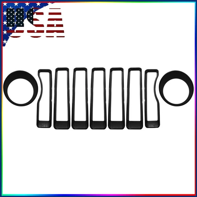 Mesh Grille Grill Insert+Headlight Turn Light Cover Trim For Gladiator JT USA​