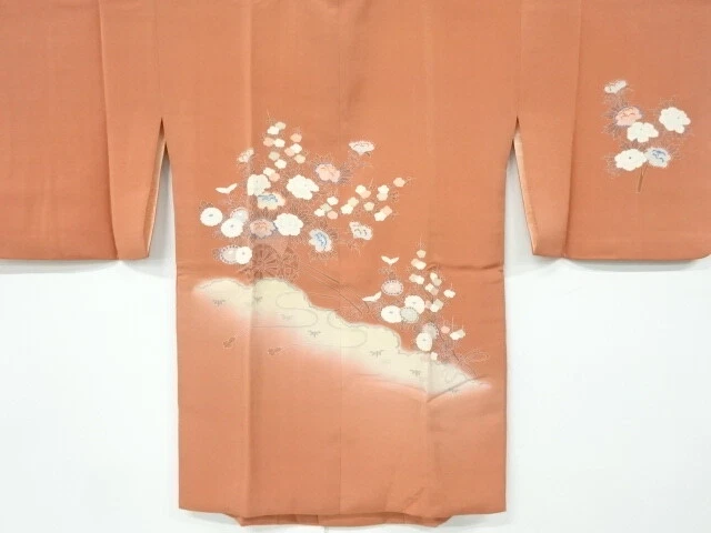 6573368: Japanese Kimono / Vintage Michiyuki Coat / Embroidery / Floral Cart
