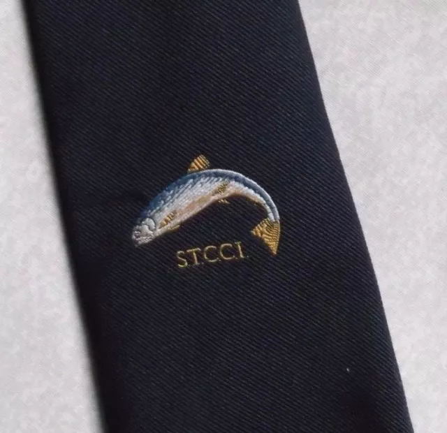 Tie Necktie Vintage Mens Crested Club Association Society STCCI FISH