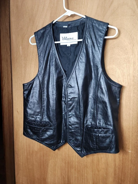 Vintage Biker Vest Wilson Black Leather Nice Vintage Leather