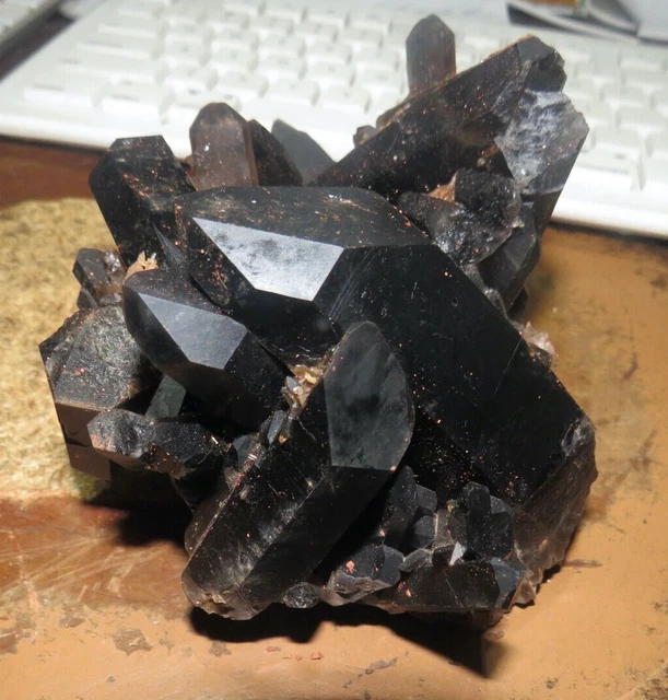 LARGE BLACK SMOKY QUARTZ  CRYSTAL CLUSTER  GEODE CATHEDRAL; HEALING; Madagascar