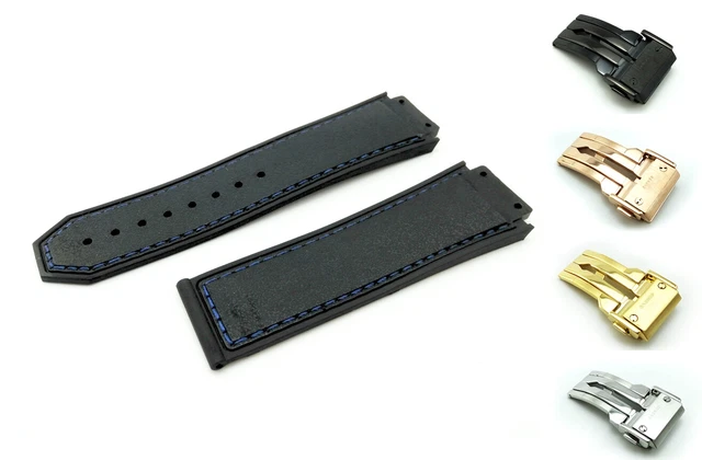 FITS HUBLOT BIG BANG FUSION WATCH BLACK Blue Rubber F1 Strap Band CLASP 26 29mm