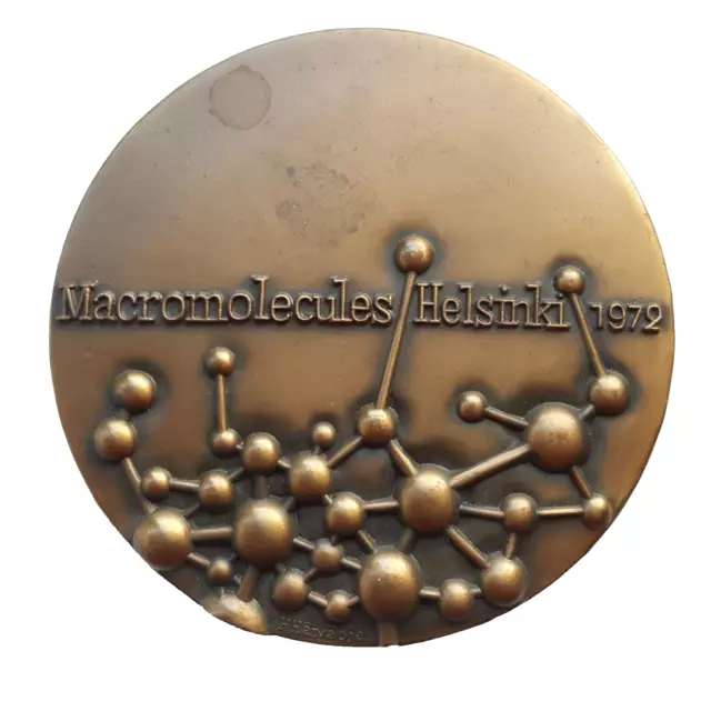 Finland - H. Haivaoja bronze art medal "Macromolecules Helsinki 1972"   71mm